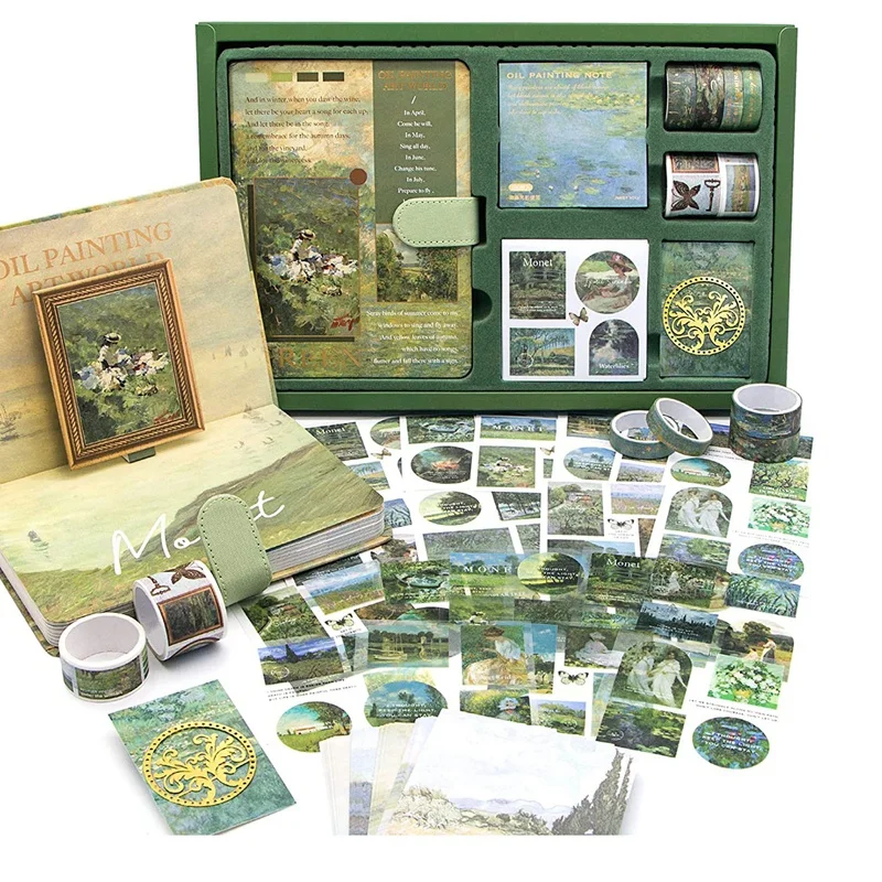 

Aesthetic Scrapbook Journaling Kit,Vintage Oil Painting B6 Notebook Scrapbooking Supplies Art Stickers