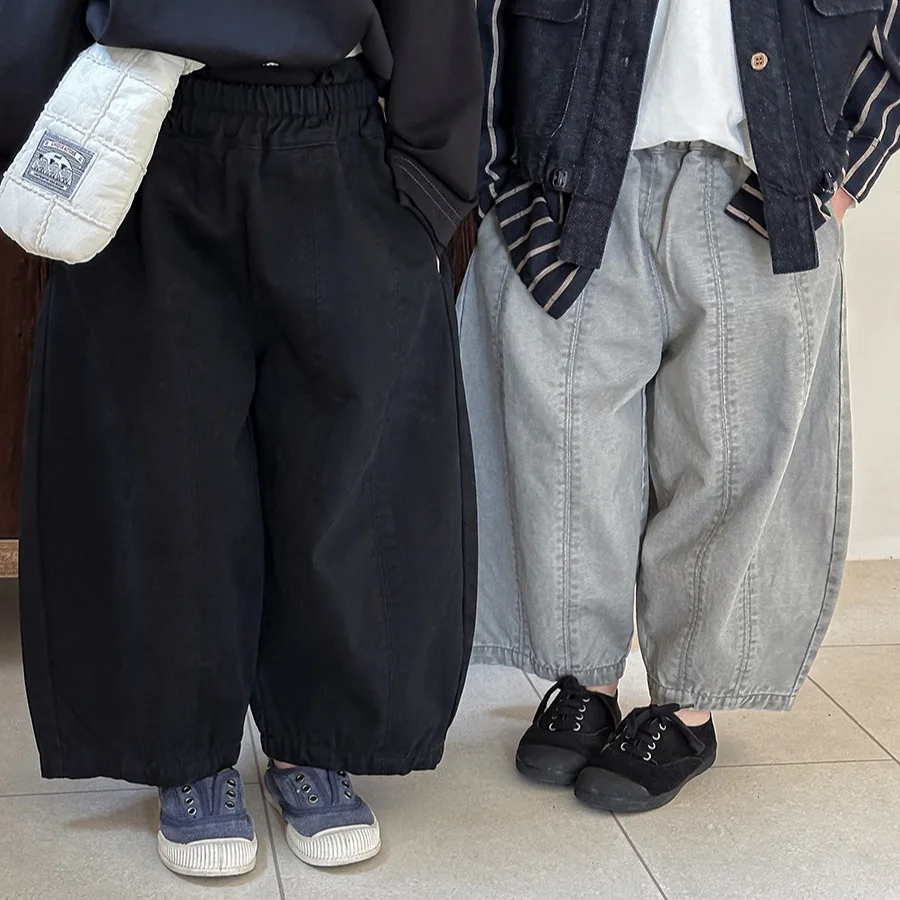 Children Clothes Kids Casual Loose Pants Boys Spring Loose Wide Legs Solid Color Fashionable Simple Kids Trousers boys pants kids pants