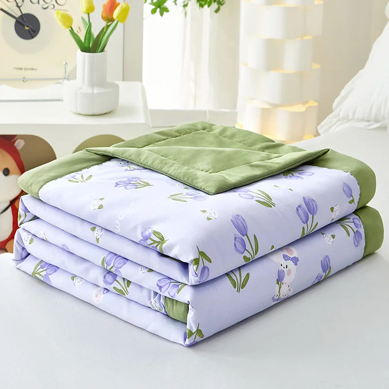 

Милые Мультяшные печатные тонкие одеяла, одеяло для взрослых и детей, летнее охлаждающее воздушное одеяло, Королевский размер, покрывало, декор для комнаты