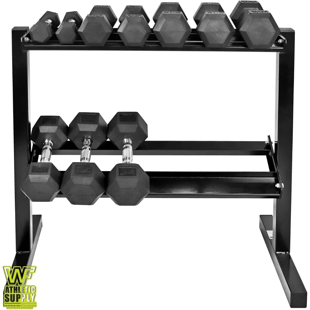 Rubber Hex Dumbbell Set with Rack 6