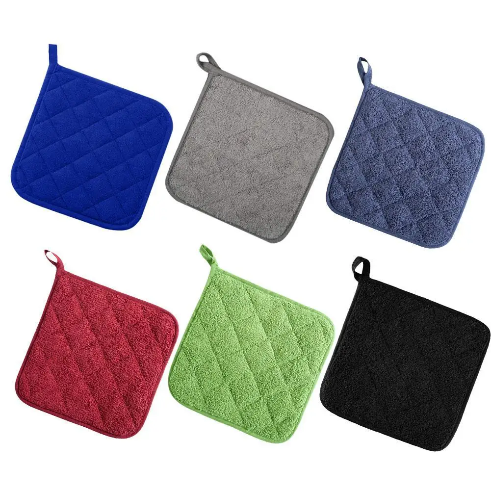 Cotton Pot Holders Kitchen Gloves 2 In 1 Pot Holders Oven Mitts 3 Pcs Cotton Mat Cooking Microwave Coaster Baking BBQ Potholders Gloves Kitchen Tool Accessories