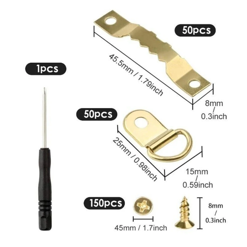 251pcs/set Durable Metal Hooks Assortment Convenient D shaped Hooks Pack Fixing set Durable for Home & Commercial Use