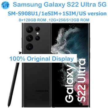 Samsung Galaxy S22 Ultra 5G S908U1 Smartphone Android da 6,8 pollici 8/12 GB di RAM 108 MP Telefono S22U Versione USA 5000 mAh Originale sbloccato