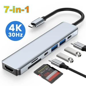 Док-станция 7 в 1, USB C, 4K, HDMI, USB 3,0