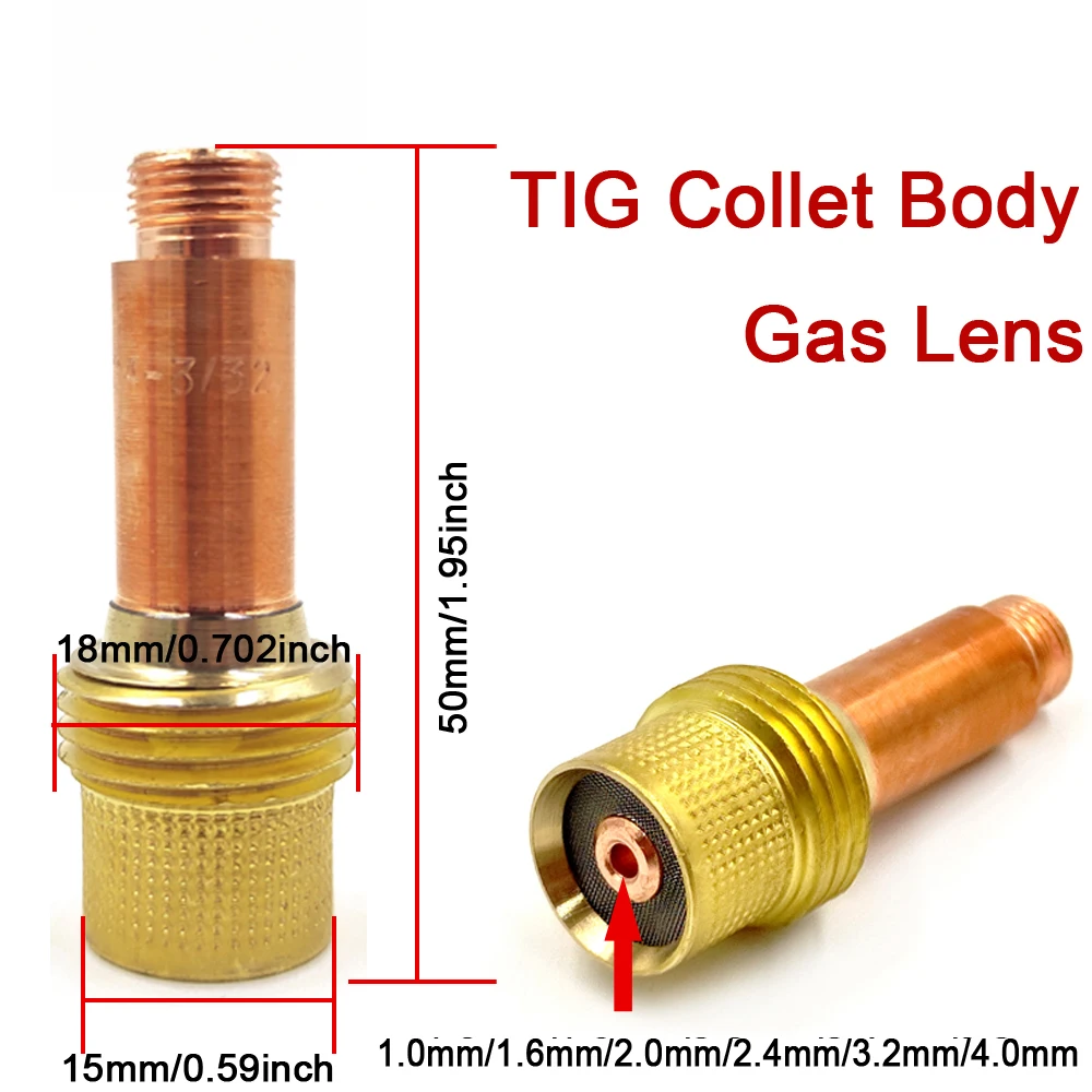 2 Corpi Lente Colletto 3/32 (2,4 Mm) 45V26 Per Torcia TIG WP-17, WP-18, WP-26, Marca WS