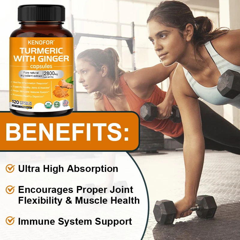 Turmeric & Ginger 2800 Mg Glucosamine Chondroitin MSM Natural Joint Support Supplement Antioxidant Anti-Inflammatory
