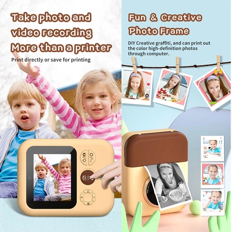 Children Camera Instant Print CP08 Dual Lens Kids Photo Printing Camera HD Video Recording with Thermal Paper Educational Toys digital camera
