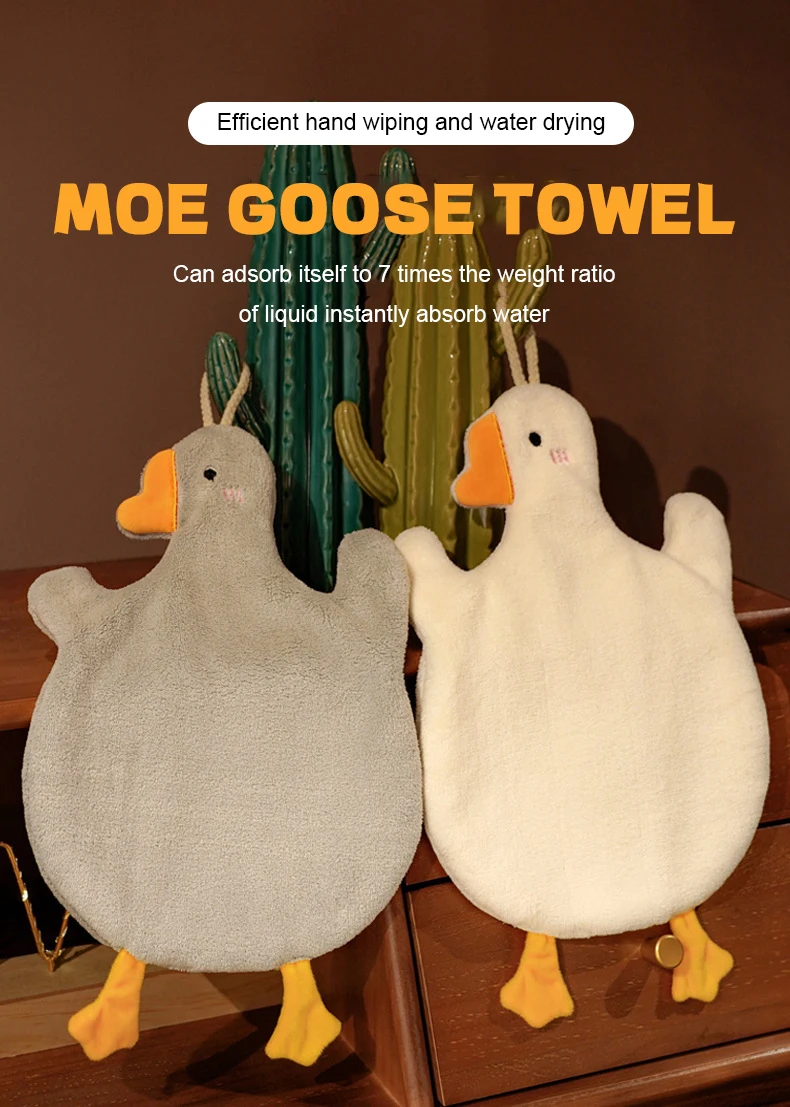 Description Picture 2 of itemCartoon Goose Hand Towel Kitchen Bathroom and Toilet Hand Towel Hanging Type with Super Water Absorption Quick Drying It Is Hard