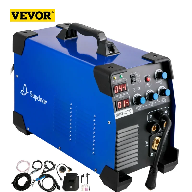 Vevor 3 In 1 Mig / Mma / Tig Inverter Saldatrice In Alluminio Saldatura Semiautomatica Saldatrice Combinata Igbt Saldatrice A Punti 270A