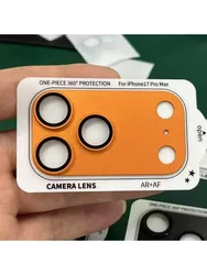 Premium Metal Armor Camera Lens Protector Glass - Enhanced Lens Protective Film - 17pro (Orange)