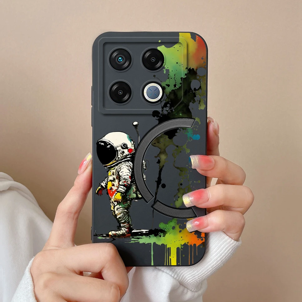 Cute Healing Pattern Soft Liquid Silicone Protective Phone Case Back Cover
