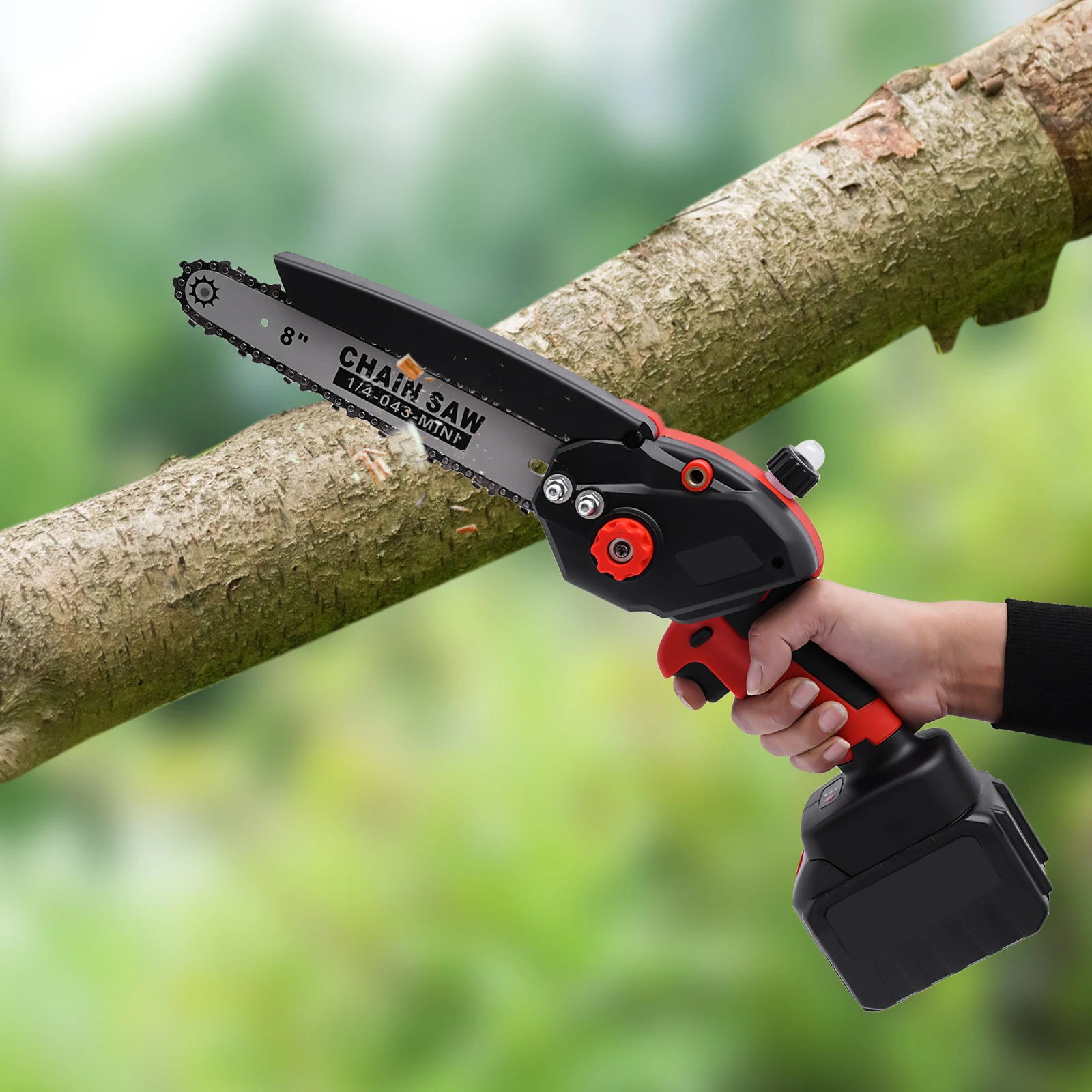 

Brushless Mini Chainsaw 8 inch Electric Cordless Chainsaw with Battery Powered and Fast Charger Included, Auto-Oil System
