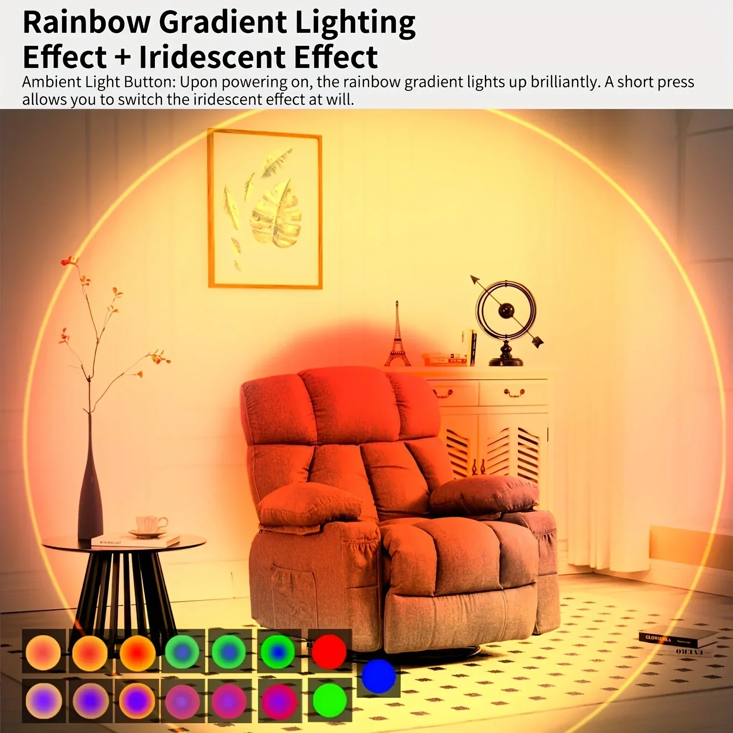 모션 센서가 장착된 RGB LED 야간 조명 충전식 벽 램프 그라데이션 주변 조명 조도 조절이 가능한 실내 조명 자기식 스텝 램프