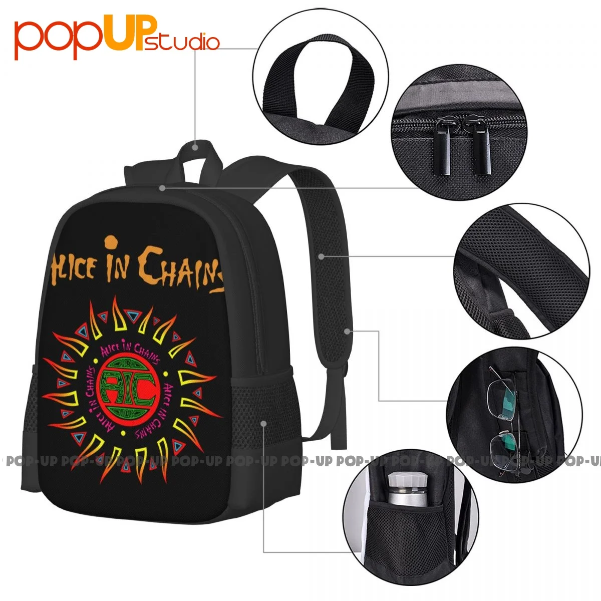 Alice In Chains Backpack Large Capacity Vintage Creative Personalised Multi-func