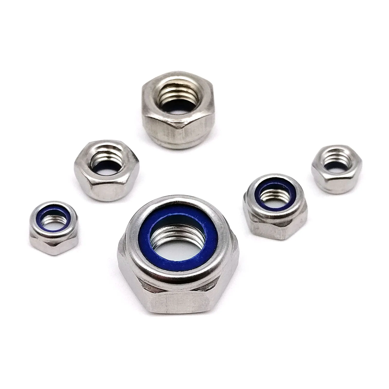 M2.5 M3 M4 M5 M6 M8 M10 M12 M16 DIN985 316 A4 Stainless Steel Hex Hexagon Nylock Locknut Nylon Insert Self Lock Nut nylon lock nut