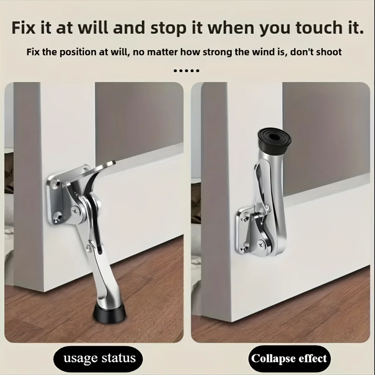 Premium Kickdown Door Stopper with Height-Adjustable Rubber Tips