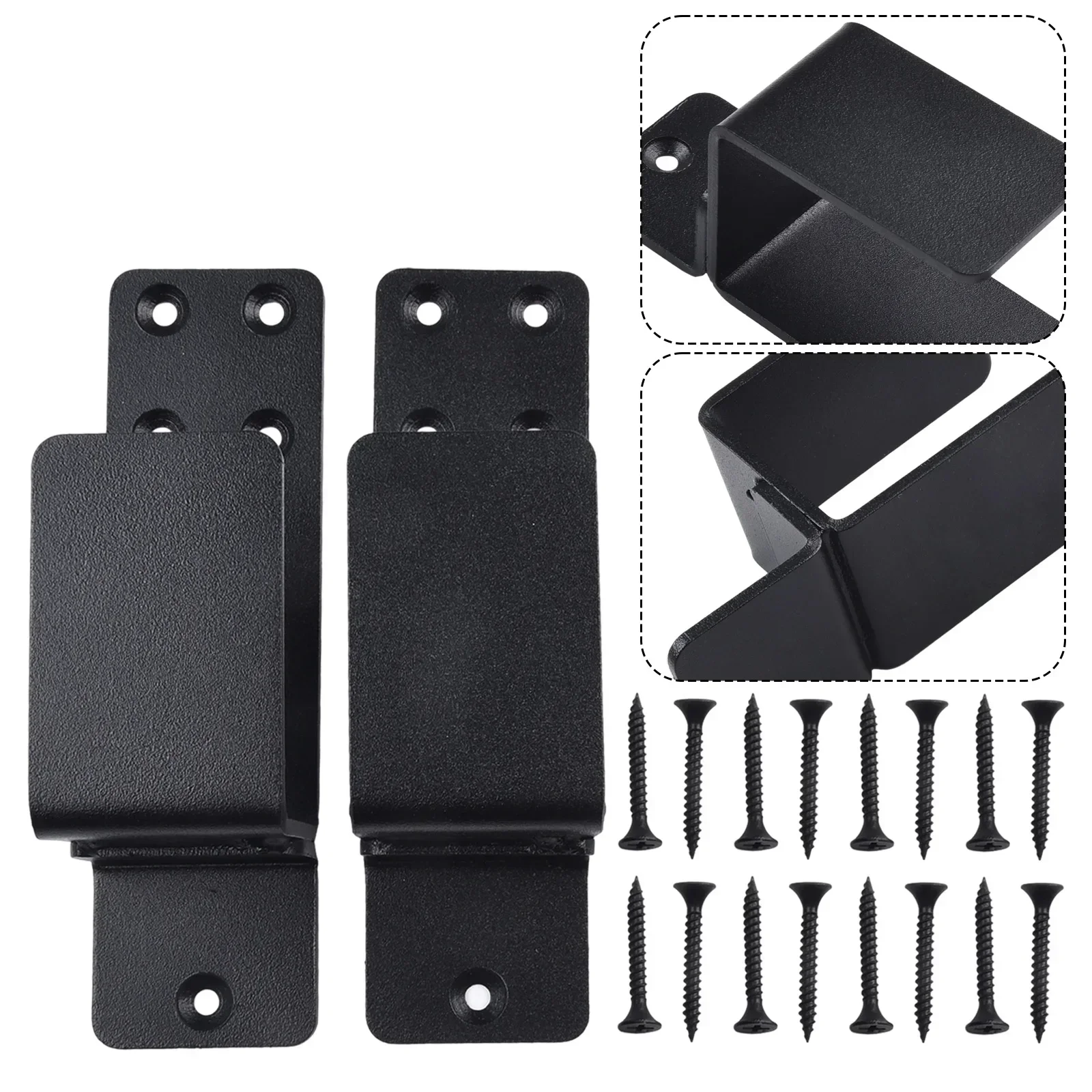 2pc Door Barricade U Brackets Home Security Heavy Duty Reinforcement Door Lock Metal Bar Bracket For Garage Warehouses Latches