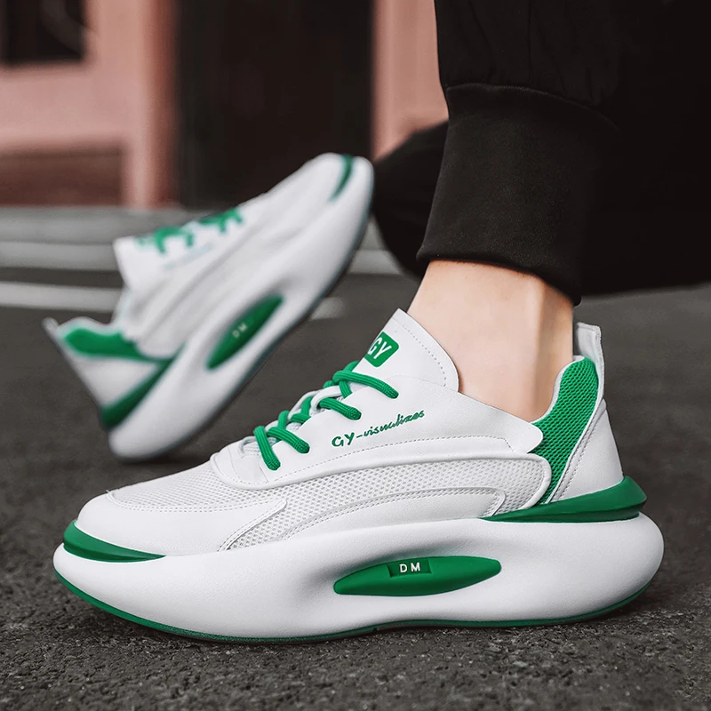 Brand Fashion Height Increasing Casual Shoes Men New Lightweight Mesh Breathable Sneakers Thick Sole Damping Trainers Zapatillas