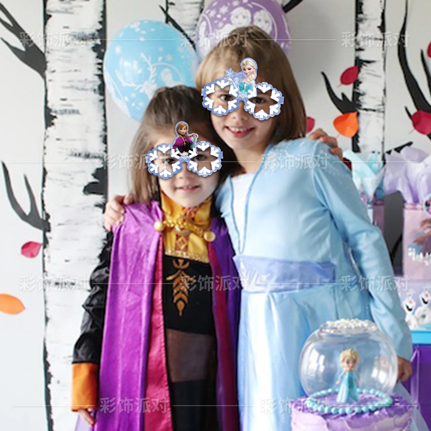12 Disney Character Frozen Birthday Party Decorations, Paper Glasses, Princess Aisha Masks, Princess Party Photo Props, Gifts
