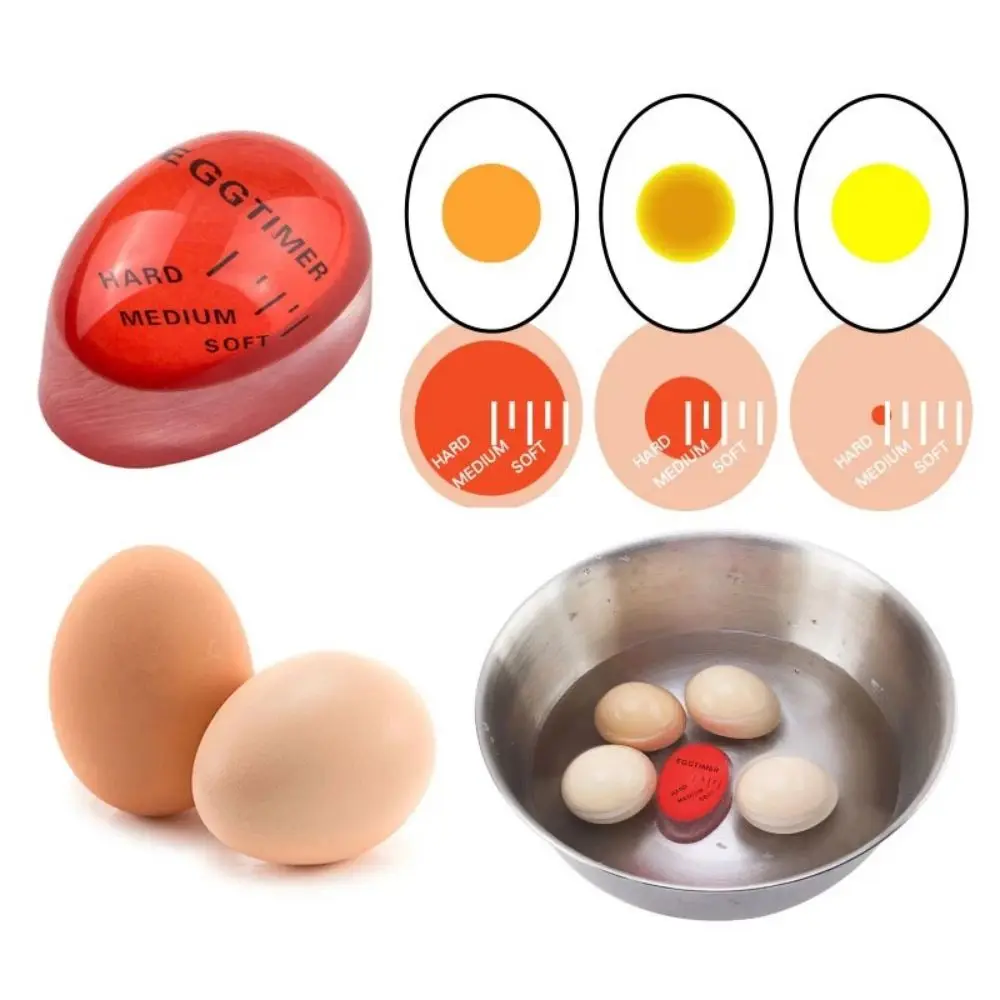 Description Picture 2 of item1PCS Cute Resin Boiled Egg Timer Colour Changing Visible Half Cooked Full Cooked Egg Cooker Kitchen Timer Tool