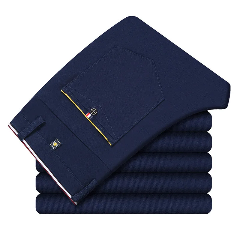 Men Trousers Slim Pleated Casual