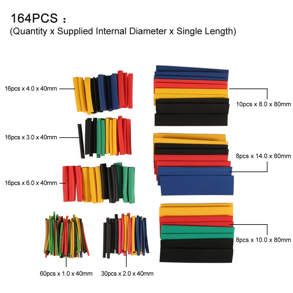 127-400pcs Heat Shrink Wrapping Kit Heat Shrink Tube Assorted Pack Wire Cable Insulation Sleeve Set Thermoresistant Tube heat shrink tubing