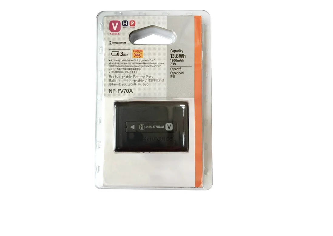Batteria Per Fotocamera Originale Np-Fv70A Fv70 7.3V 1900Mah Per Sony Fv50A Ax700 Ax45 60 Ax100E Axp55 Eax40 Bc-Trv Caricabatteria