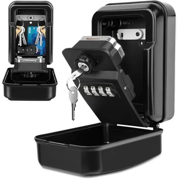 Anti-theft Wall Mounted Weatherproof Key Safe with Two Emergency Key Lock Boxes for Home, Apartment, Spare Room Key Storage 1