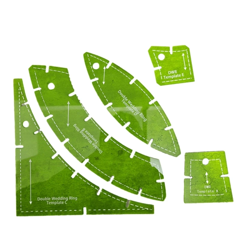 5Pcs Quilting Templates Tool Quilting Slit Sew Double Wedding Rings