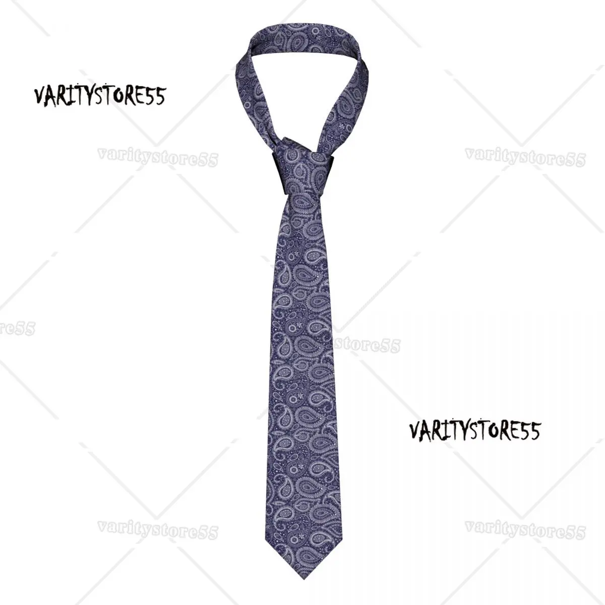 

Personalized Bandana Pretty Bohemian Art Paisley Tie Men Fashion Blue Silk Party Necktie