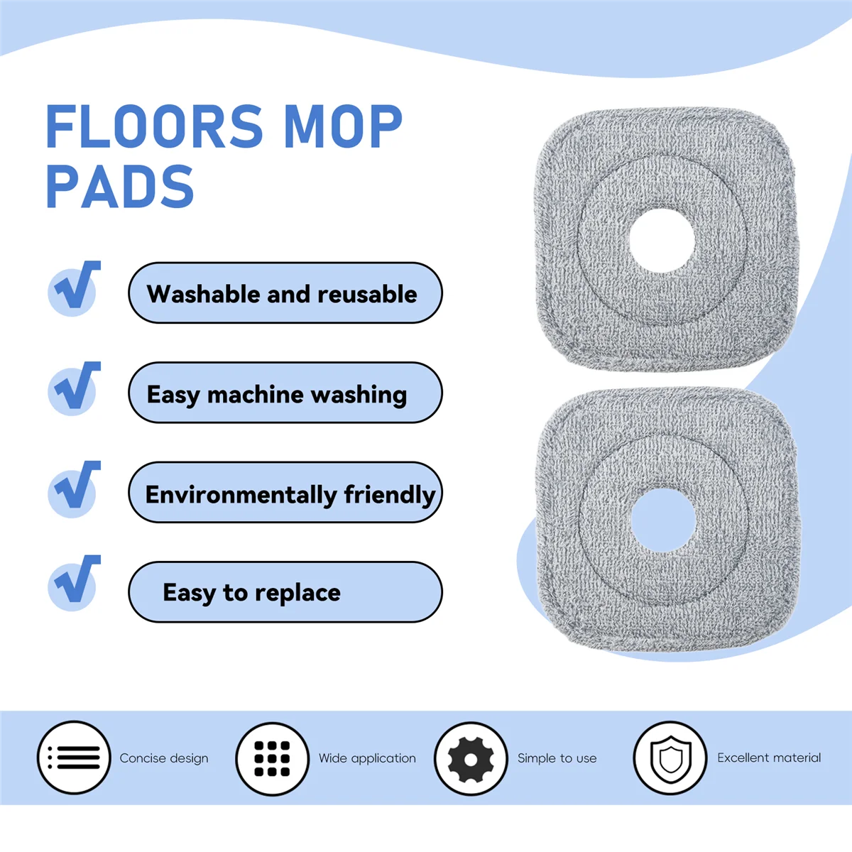 8Pcs Mop Cloth for Mop Squeeze Mop Automatic Separation Rotating Cleaning Floors Mop Pads Cloth 4