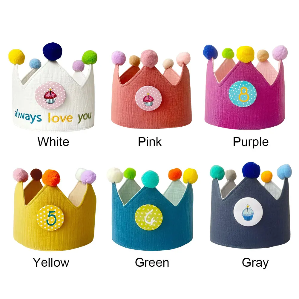 Unisex Birthday Hat Double-Sided Birthday King Crown Soft with Interchangable Number 0-9 Kids Party Decor Hat Accessory