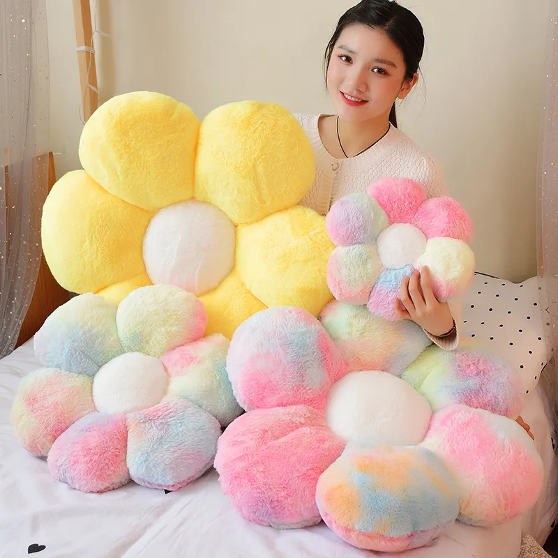 Colorful Flower Plush Pillow Cushion Soft Plant Mat Stuffed For Sofa Bed Sleeping Back Cushion Just6F
