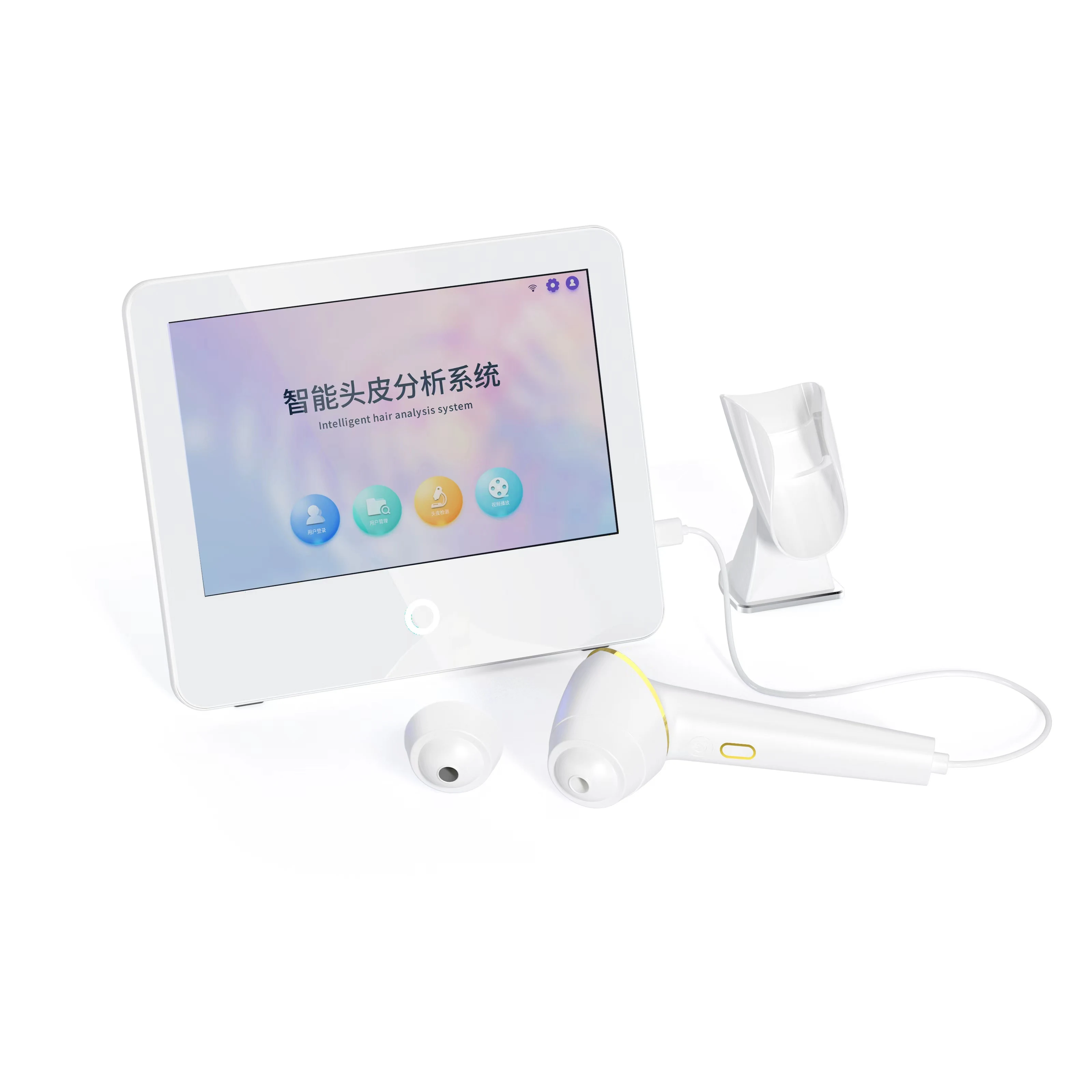 16 languages support Dual Lens # Report push# professional hair & Scalp Analysis With Light Scalp Analysis Light Therapy Machine