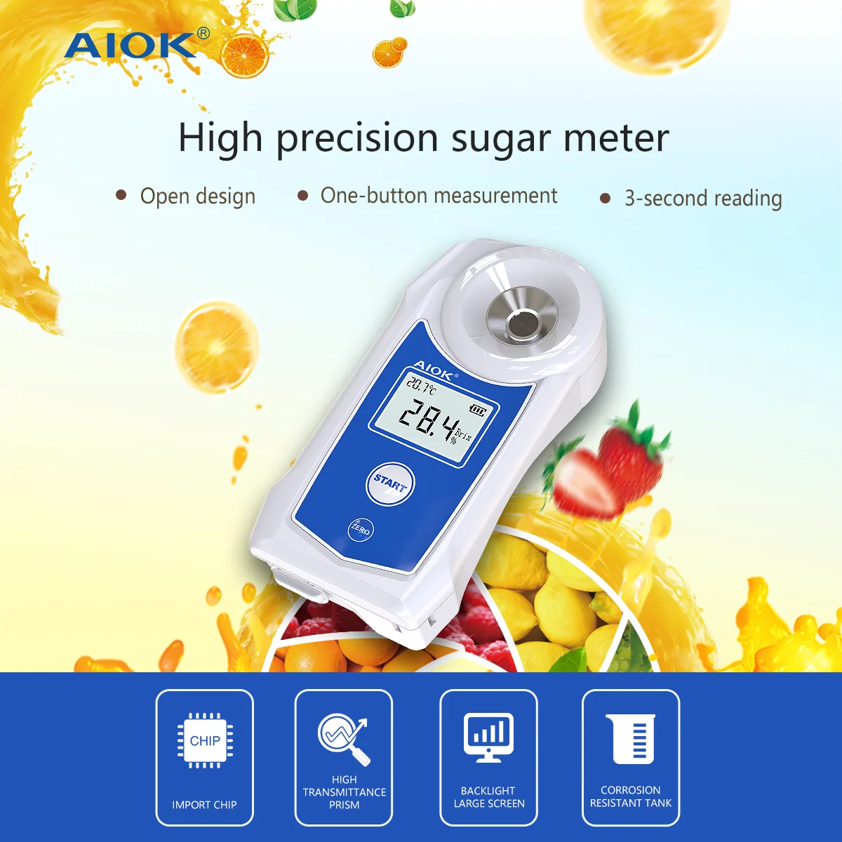 96801、HI 産業・研究開発用品 ハチミツ屈折計 デジタル糖度屈折計 0