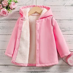 Girls' Cozy Hooded Fleece Cardigan - Autumn & Winter Warmth - 6Y (Pink)