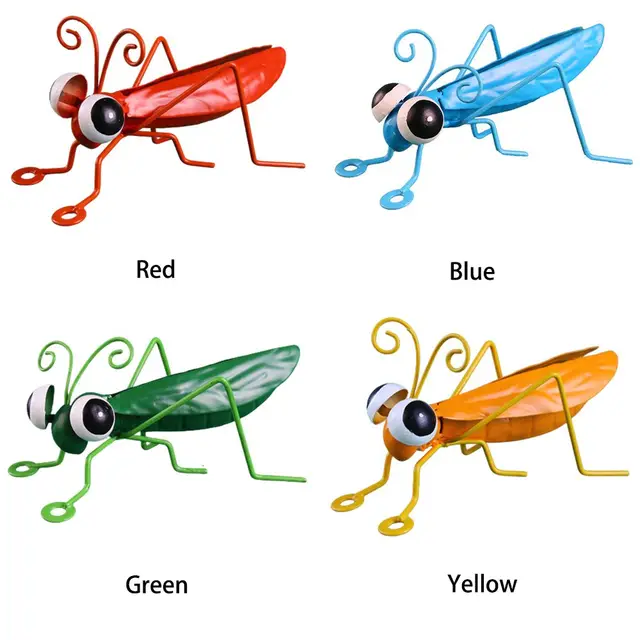 Új Kültéri Fali Művészet Otthoni Dekoráció Fém Kézzel Készített Kerti Szöcske Szobor - Image 4