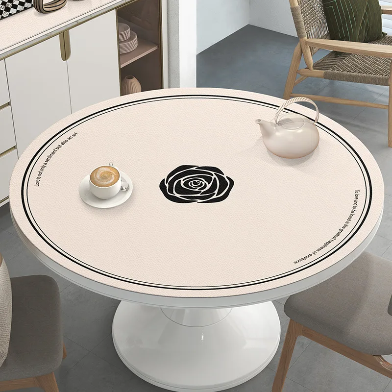 Nappe ronde en cuir imperméable et résistante à l'huile, Anti-brûlure, insonorisée, tapis de Table à manger pour la maison, bureau