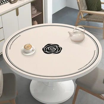 Nappe ronde en cuir imperméable et résistante à l'huile, Anti-brûlure, insonorisée, tapis de Table à manger pour la maison, bureau