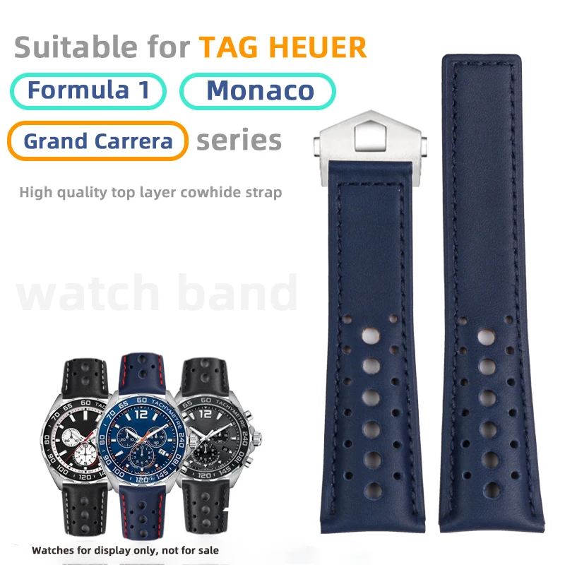 Cinturino In Pelle Traspirante Da 22Mm Per Tag Heuer Grand Carrera Formula 1 Serie Monaco Accessori In Ottone Intrecciato Atmosferico Per Uomo