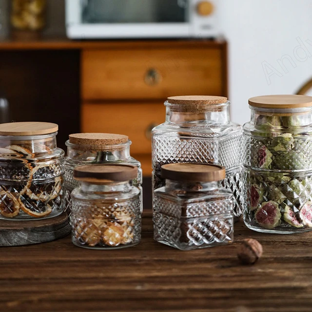 Glass Jars With Lids 175ml Glass Kitchen Canisters with Airtight Lid Glass  Storage Jars Kitchen Organization for Flour - AliExpress