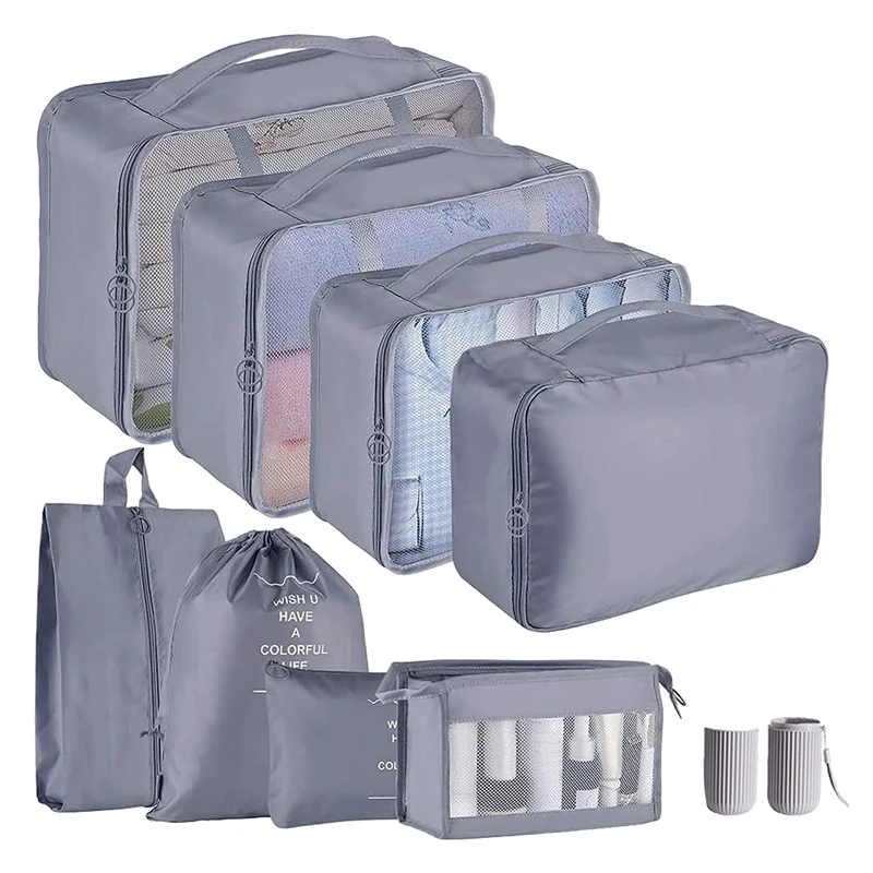 

Упаковочные кубики для чемодана, 9 шт., дорожные упаковочные кубики, легкий чемодан, органайзер, Набор сумок, органайзеры для упаковки багажа
