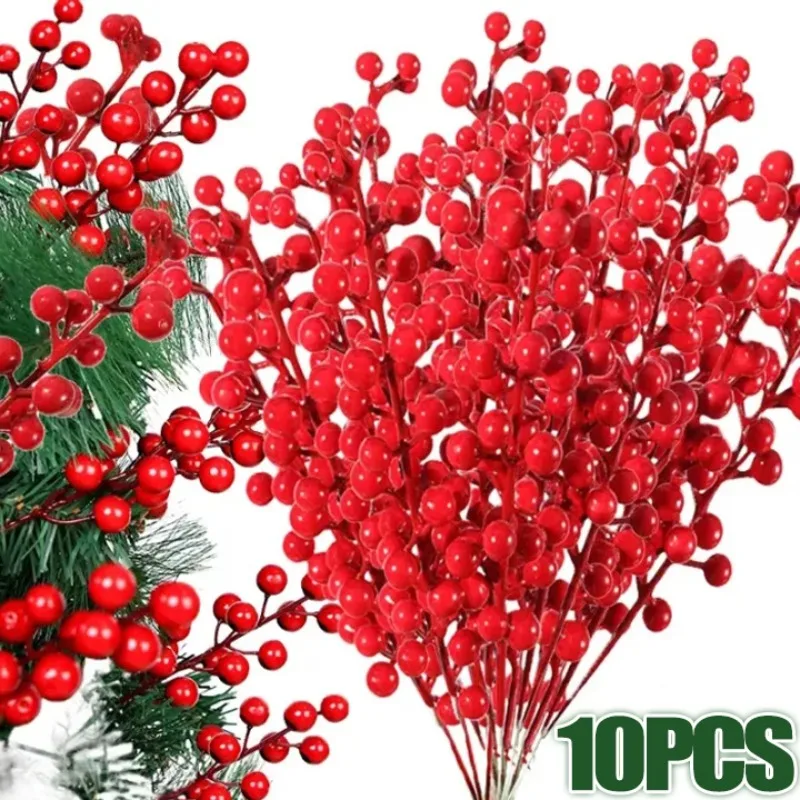 

1-10PCS Christmas Simulation Berry Berries Branches Artificial Flower Fruit Cherry Plants Pendant Home Xmas Party Decor DIY Gift