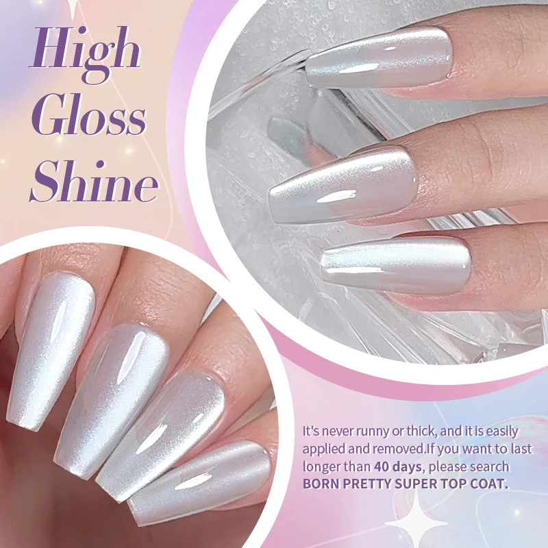BORN PRETTY Cat Magnetic Moonlight Gel Nail Polish Set 10ml Sparkle White Silver Water-light Soak Off UV Gel Nail Art Manicure 6