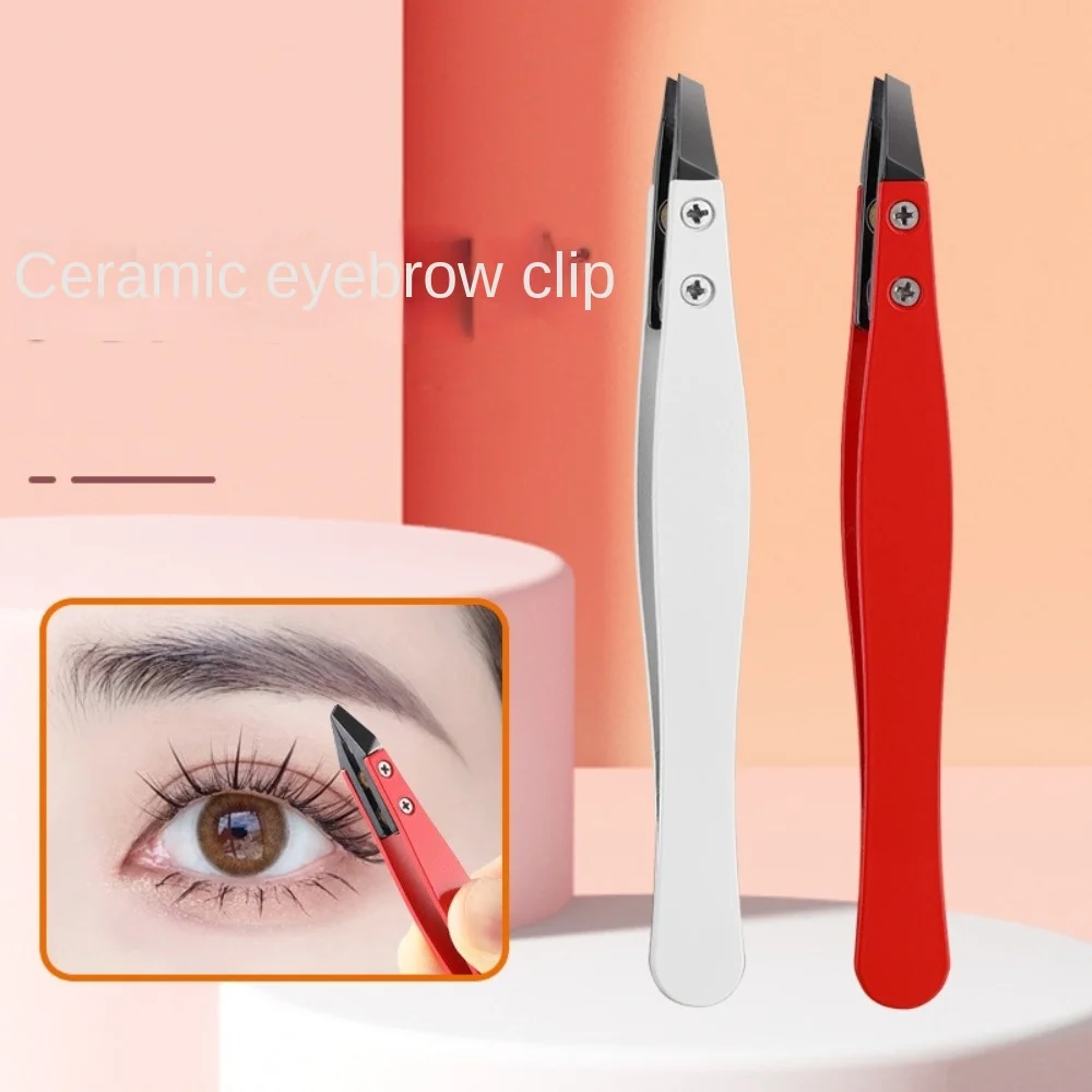 Zirconia Ceramic Eyebrows Tweezers Stainless Steel Tips Edges Eyelash Tweezers Pointed Tweezers Eyebrows Beards Hair