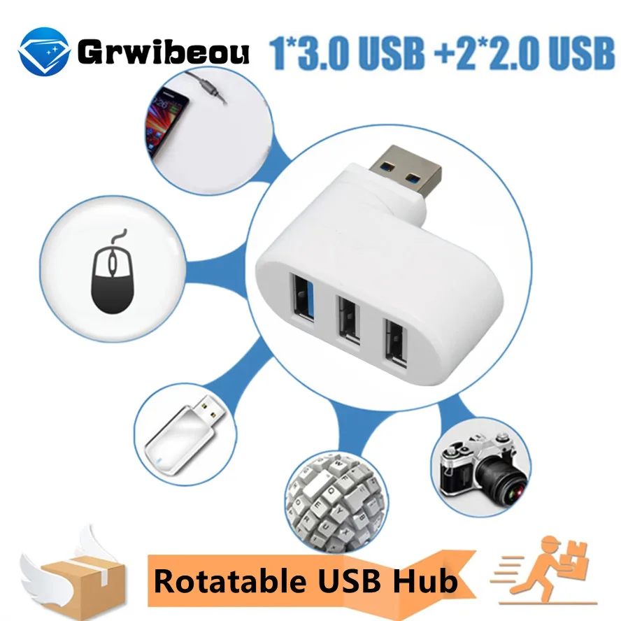 Versatile Rotatable 3-Port USB 3.0 Hub Adapter