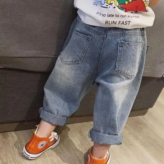 Jeans strappati per bambini estate sottile nuovi Jeans Casual per bambini versatili ragazzi