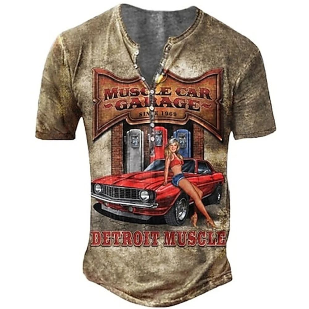 

2023 Summer T-Shirt Men Vintage 3D Print Route 66 Punk Tees Short Sleeve Tops Oversized Shirts 3xl Hip Hop Loose Male Clothing