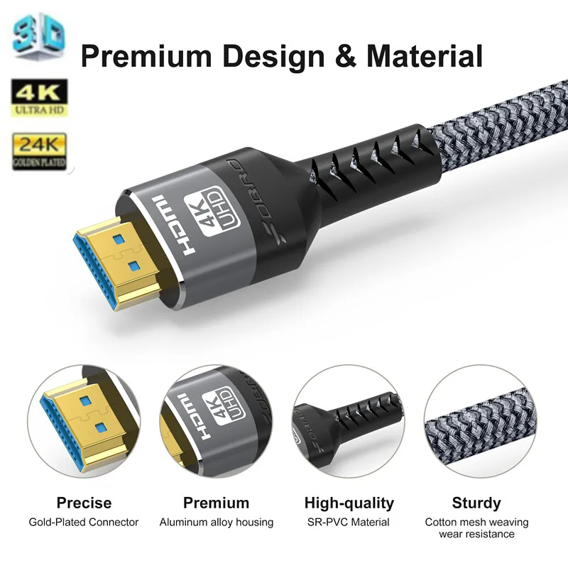 Кабель HDMI FDBRO 4K @ 120 Гц, кабель HDMI 2,0, 48 Гбит/с, адаптер для RTX 3080 eARC HDR, видеокабель для ПК, ноутбука, ТВ-приставки PS5