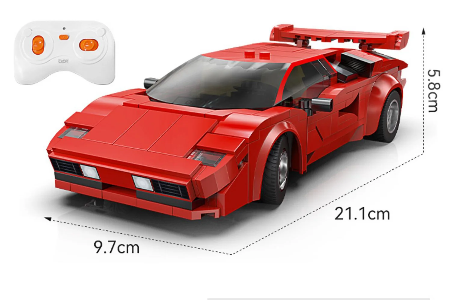 Technisches 1:20 Maßstab Italia Bull Classic Super Sport Car Countach Modellbausatz App-gesteuertes RC-Baustein-Fahrzeugspielzeug als Geschenk – Detail 9